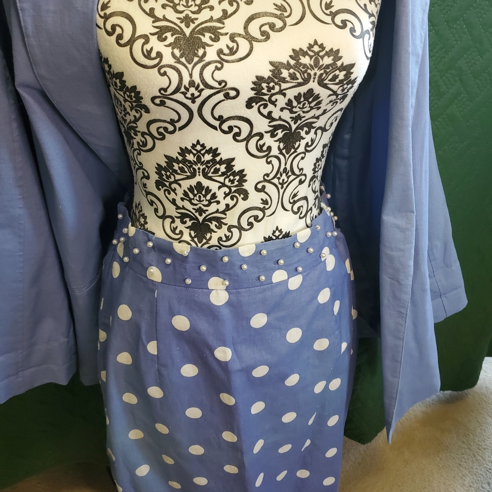 Vintage Blue Polka Dot Skirt